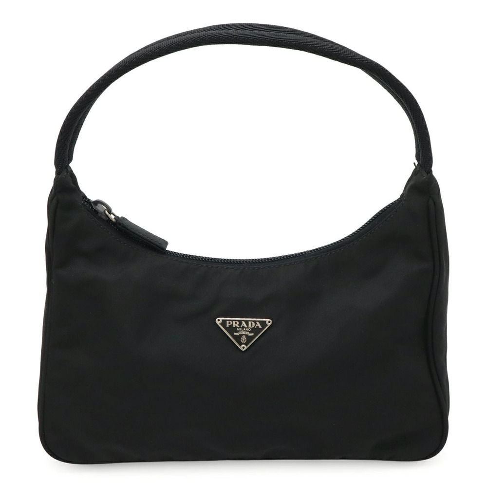 Prada Triangle Accessory Pouch Clutch Handbag Bag NERO Black